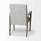 Cream and Brown Upholstered Fabric King Louis Back Dining Arm Chair