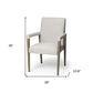 Cream and Brown Upholstered Fabric King Louis Back Dining Arm Chair