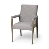 Gray and Brown Upholstered Fabric King Louis Back Dining Arm Chair