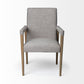 Gray and Brown Upholstered Fabric King Louis Back Dining Arm Chair