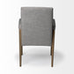Gray and Brown Upholstered Fabric King Louis Back Dining Arm Chair