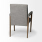 Gray and Brown Upholstered Fabric King Louis Back Dining Arm Chair