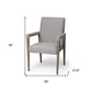 Gray and Brown Upholstered Fabric King Louis Back Dining Arm Chair