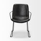 Black Upholstered Faux Leather Dining Arm Chair
