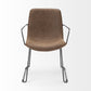 Brown and Black Upholstered Faux Leather Dining Arm Chair