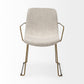 Cream and Gold Upholstered Fabric Dining Arm Chair