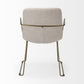 Cream and Gold Upholstered Fabric Dining Arm Chair