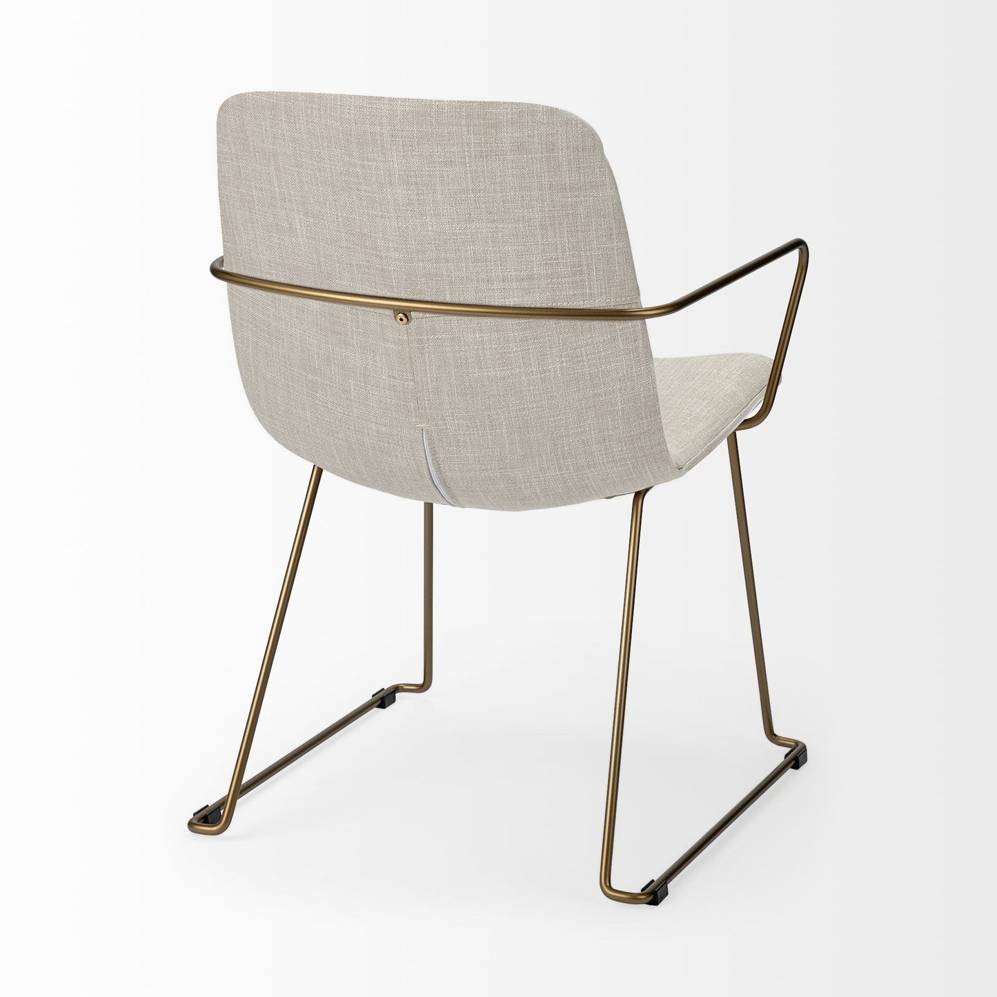 Cream and Gold Upholstered Fabric Dining Arm Chair