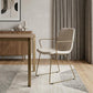 Cream and Gold Upholstered Fabric Dining Arm Chair