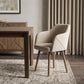 Cream and Brown Upholstered Fabric Dining Arm Chair
