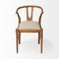 Beige And Brown Upholstered Fabric Wishbone Back