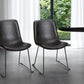 Set Of Two Black Upholstered Faux leather Side Chairs