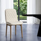 Cream And Brown Upholstered Fabric Dining Side Chair