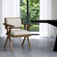 Cream And Brown Upholstered Fabric Open Back Dining Arm Chair
