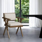 Cream And Brown Upholstered Fabric Open Back Dining Arm Chair