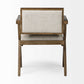 Cream And Brown Upholstered Fabric Open Back Dining Arm Chair