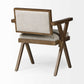 Cream And Brown Upholstered Fabric Open Back Dining Arm Chair