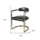 Black and Gold Upholstered Leather Open Back Dining Arm Chair
