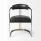 Black and Gold Upholstered Leather Open Back Dining Arm Chair