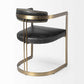 Black and Gold Upholstered Leather Open Back Dining Arm Chair