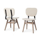 Set Of Two Cream And Brown Upholstered Fabric Open Back Side Chairs