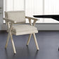 Gray Upholstered Fabric Open Back Dining Arm Chair