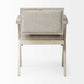 Gray Upholstered Fabric Open Back Dining Arm Chair