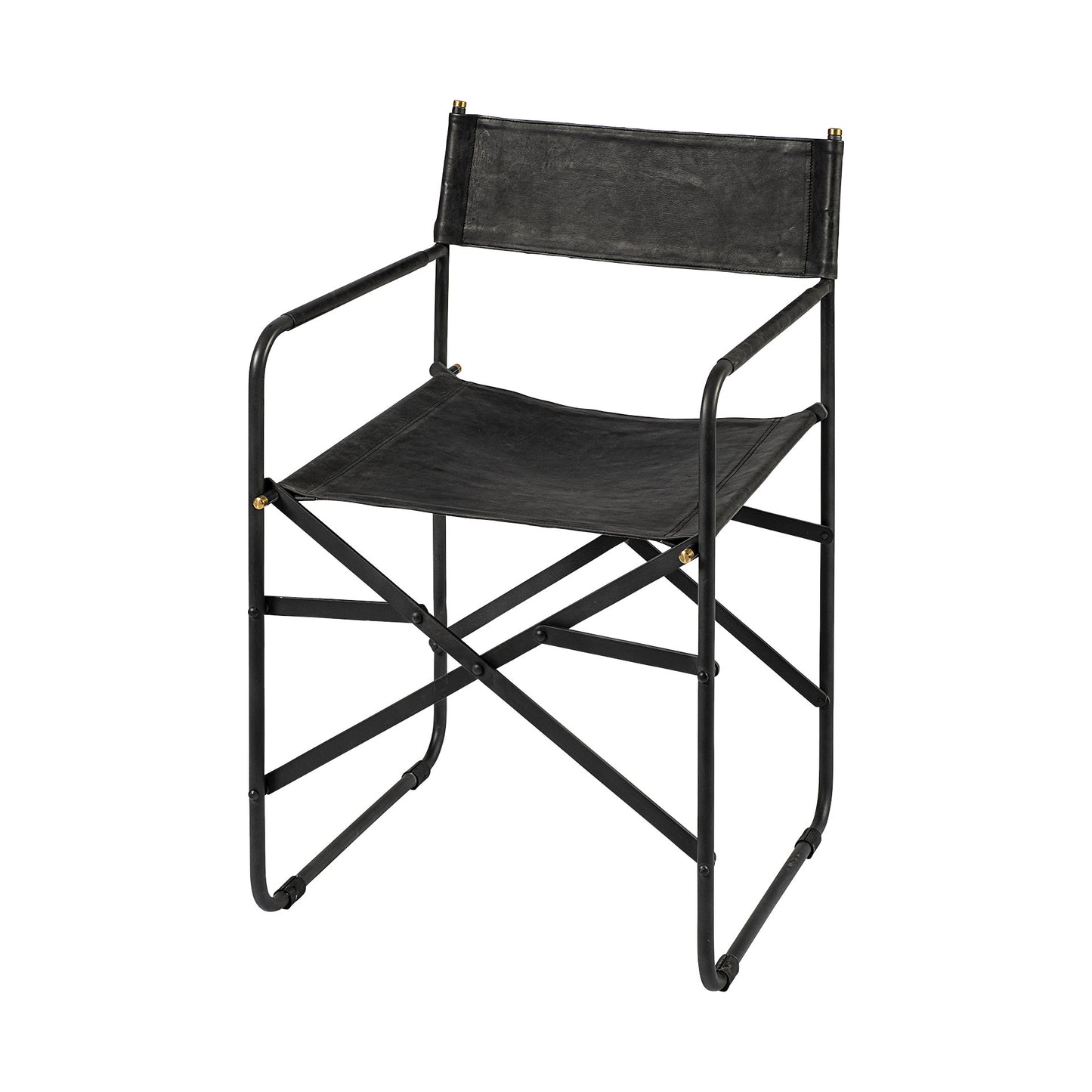 Black Leather Open Back Dining Arm Chair