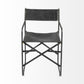 Black Leather Open Back Dining Arm Chair
