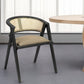 Gray And Black Upholstered Linen Open Back Dining Arm Chair