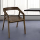 Set Of Two Brown Wood Open Back Arm Chairs