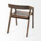 Set Of Two Brown Wood Open Back Arm Chairs