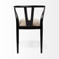 Beige And Black Upholstered Linen Wishbone Back Dining Side Chair