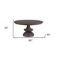 60" Gray Rounded Solid Wood Pedestal Base Dining Table