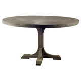 54" Brown Rounded Solid Wood Pedestal Base Dining Table