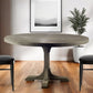 54" Brown Rounded Solid Wood Pedestal Base Dining Table