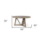 60" Brown Rounded Solid Wood Pedestal Base Dining Table