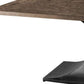 79" Brown And Black Solid Wood And Metal Pedestal Base Dining Table