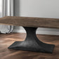 79" Brown And Black Solid Wood And Metal Pedestal Base Dining Table