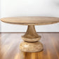 60" Natural Rounded Solid Wood Pedestal Base Dining Table