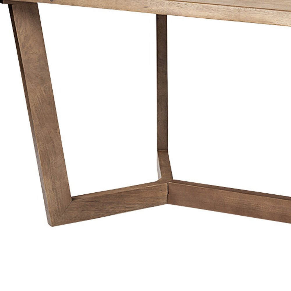 92" Natural And Brown Solid Wood Trestle Base Dining Table