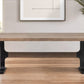 96" Natural And Black Solid Wood And Metal Trestle Base Dining Table