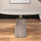 54" Brown And Gold Rounded Solid Wood And Metal Pedestal Base Dining Table