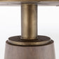 54" Brown And Gold Rounded Solid Wood And Metal Pedestal Base Dining Table