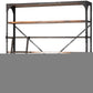 94" Black And Brown Distressed Copper and Wood Four Tier Library Bookcase with Four Drawers