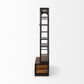 94" Black And Brown Distressed Copper and Wood Four Tier Library Bookcase with Four Drawers