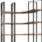 90" Black And Brown Iron and Wood Six Tier Bookcase