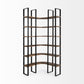 90" Black And Brown Iron and Wood Six Tier Bookcase