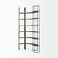 90" Black And Brown Iron and Wood Six Tier Bookcase
