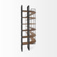 90" Black And Brown Iron and Wood Six Tier Bookcase